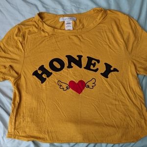 "honey" crop top /yellow/flying heart